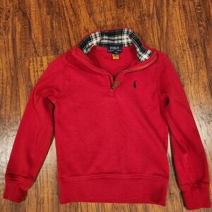 Polo Ralph Lauren Kids Red quarter Zip plaid collar 4T Holiday Christmas